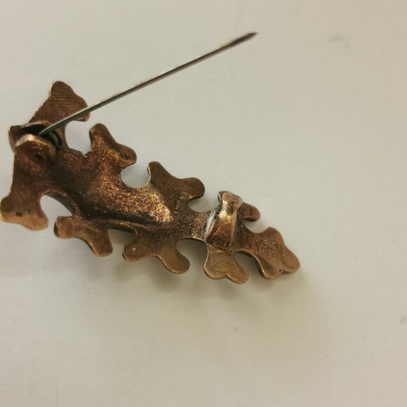 Vintage Kalevala Koru Bronze Oak Leaf Brooch Finland Nordic Scandinavian Jewelry - Picture 4 of 8